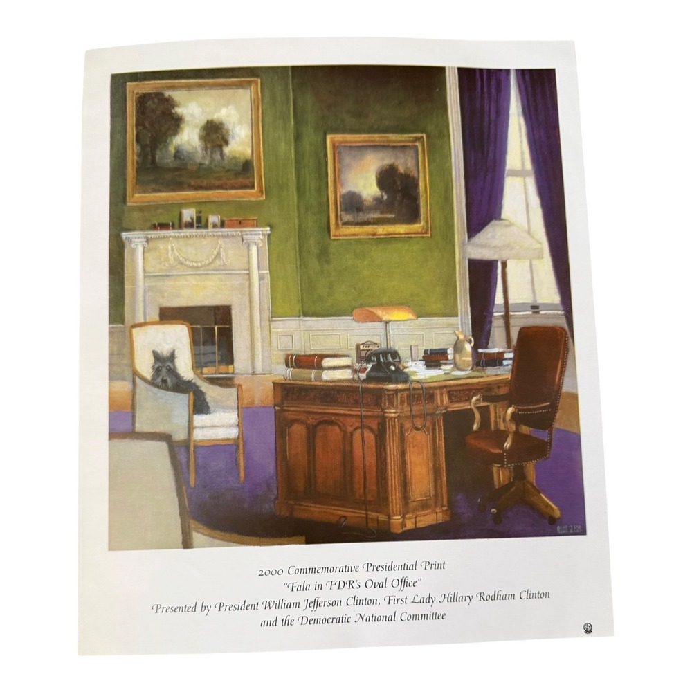 Dan Kessler Fala in FDR Oval Office 2000 Commemorative Presidential Print COA